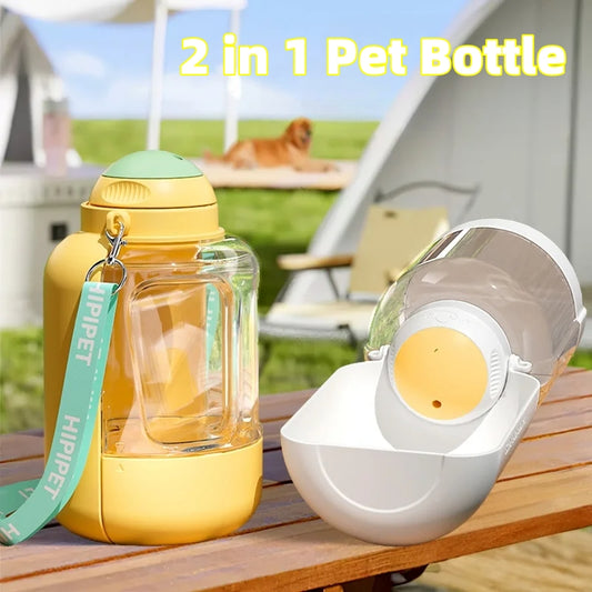 Portable Dog Water Bottle & Food Container – Leak-Proof 2-in-1 Travel Feeder