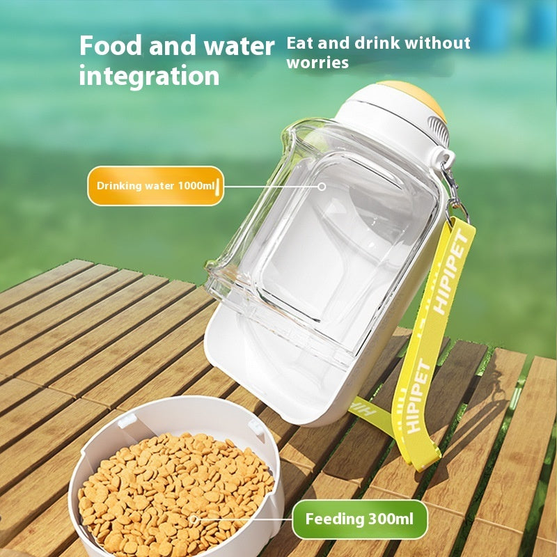 Portable Dog Water Bottle & Food Container – Leak-Proof 2-in-1 Travel Feeder